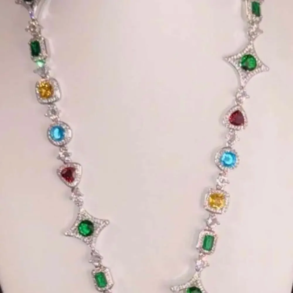 Silver Multi Color Necklace 20 Inch 2 E 47